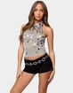 EDIKTED Shiny Sequin Backless Halter Top image number 1