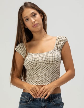 RSQ Emma Womens Plaid Top Alternative Image