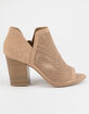 SODA Double Notch Peep Toe Perforated Natural Womens Heeled Booties image number 2