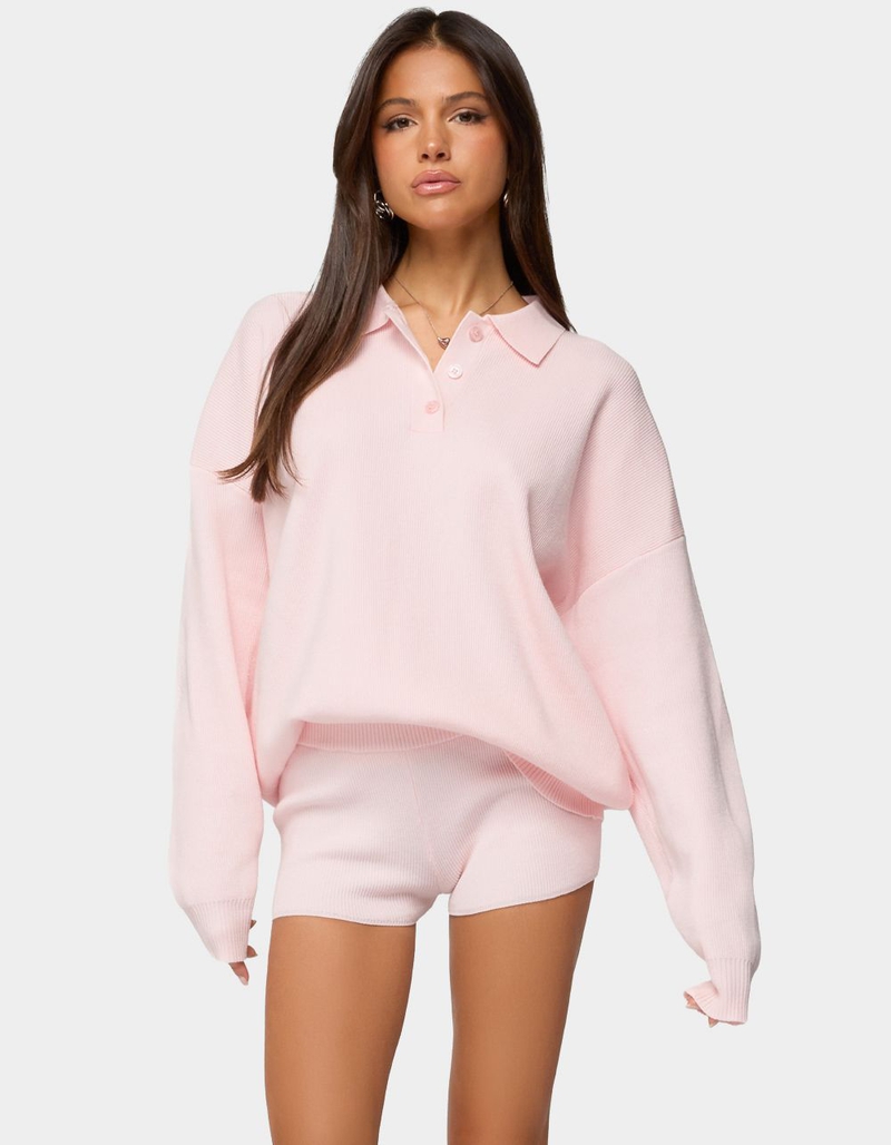 EDIKTED Lorie Oversized Knit Polo Sweater image number 0