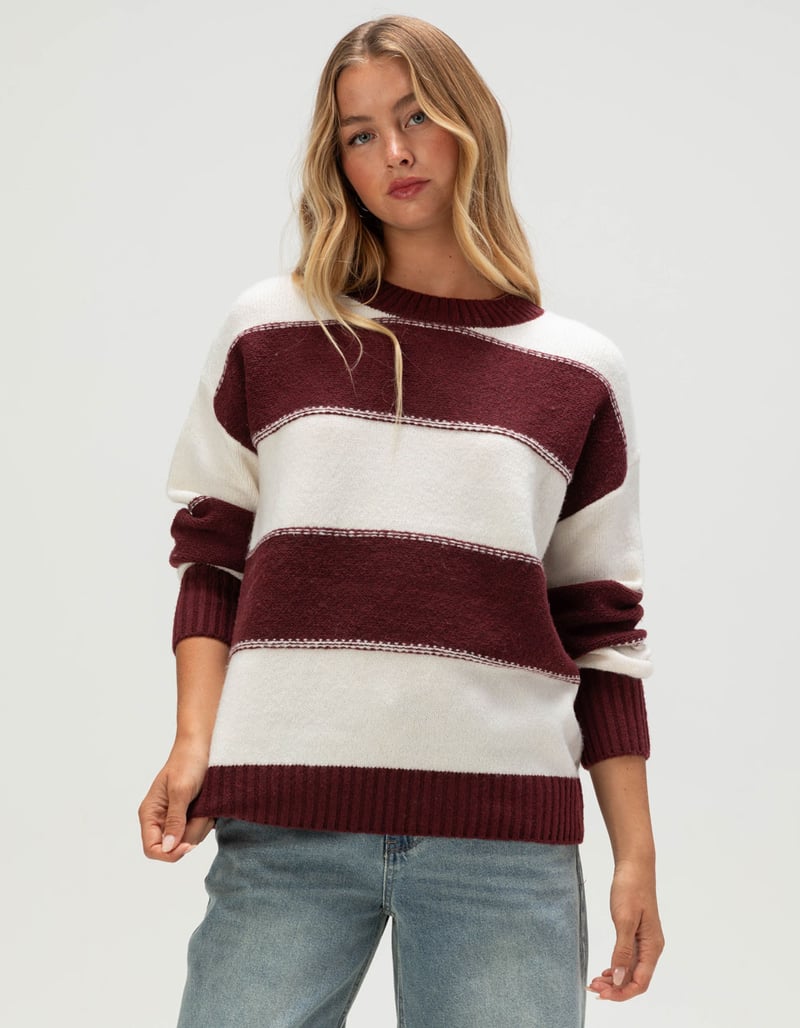 PINK ROSE Womens Stripe Sweater image number 0