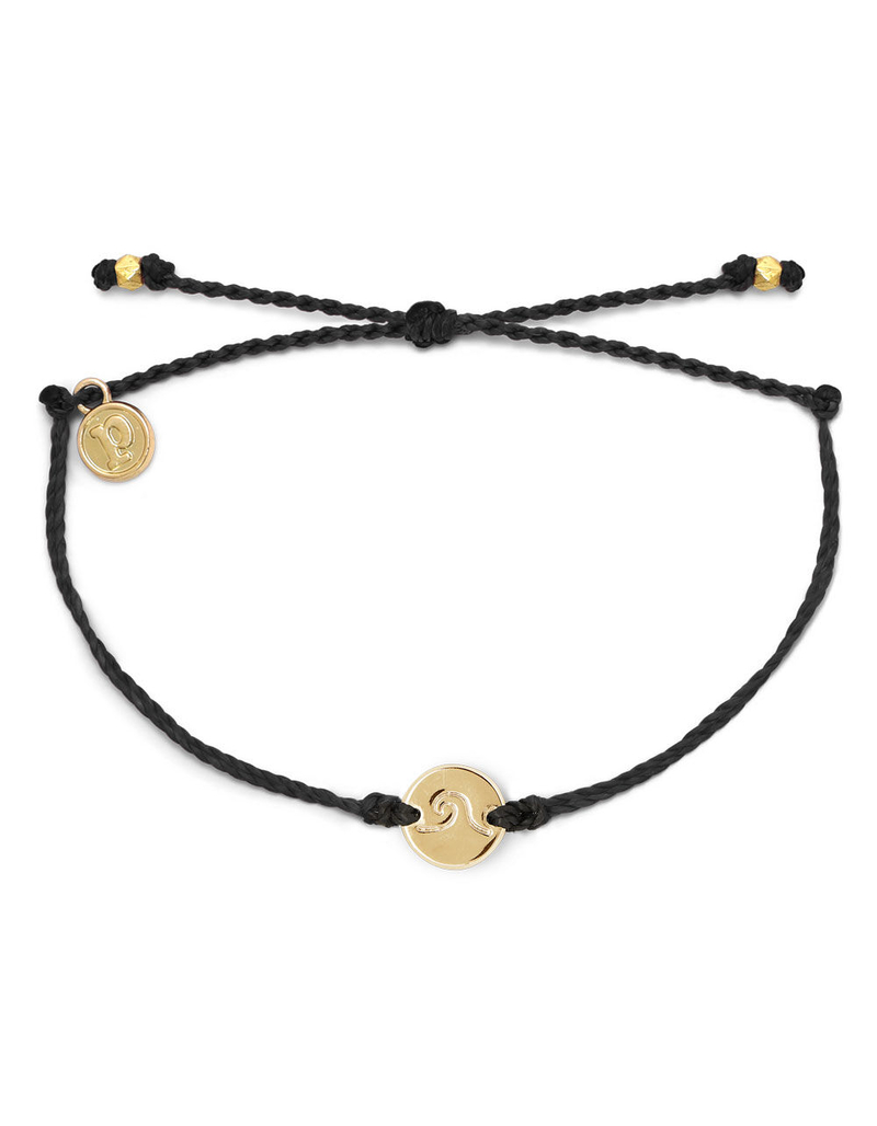 PURA VIDA Wave Surf Gold Coin Black Bracelet image number 0