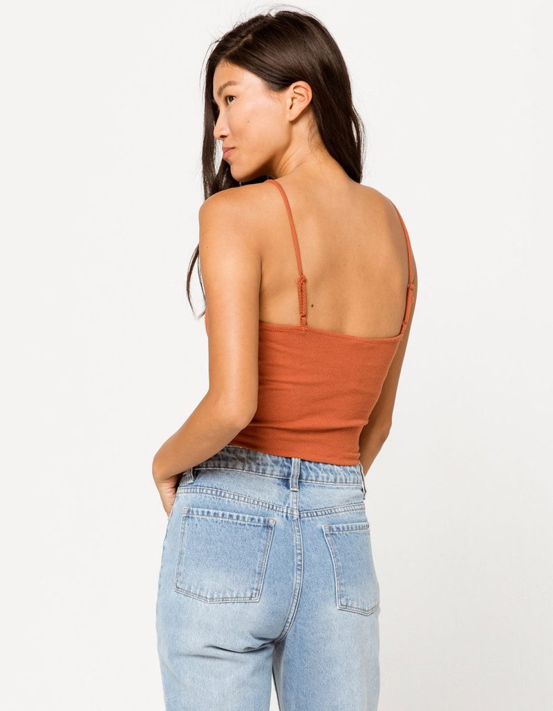 DESTINED Square Neck Burnt Red Womens Tank Top image number 2