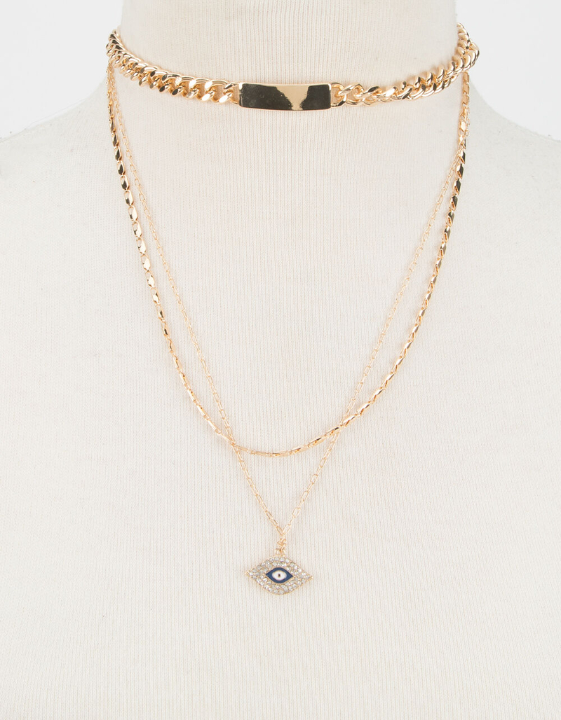FULL TILT Chunky Layer Evil Eye Necklace image number 1