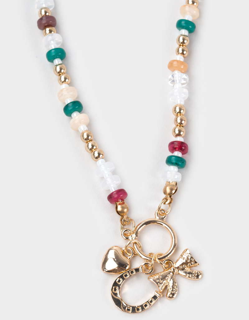 FULL TILT Beaded Bow/Horse/Shoe Charm Necklace image number 1