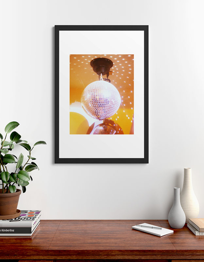 DENY DESIGNS Samantha Hearn Yellow Groovy Disco Ball 24" x 36" Framed Art Print image number 1