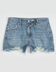 TRACTR High Waist Frayed Girls Denim Shorts image number 1