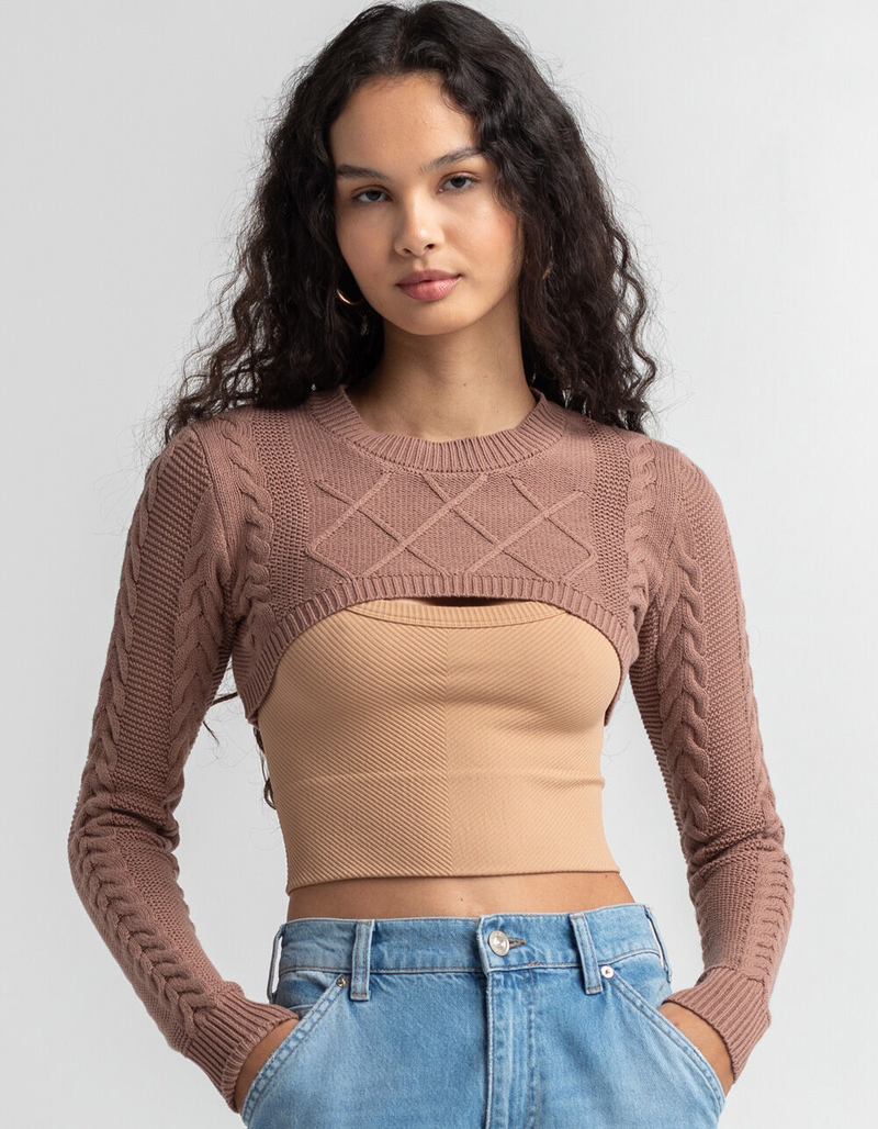 FULL TILT Cable Knit Shrug image number 0