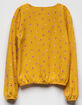 WHTIE FAWN Floral Crisscross Mustard Girls Top image number 2