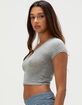 HEART & HIPS Womens V-Neck Crop Tee image number 3