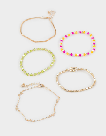 FULL TILT 5 Pack Beaded Bow Dainty Bracelets Primary Image