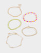 FULL TILT 5 Pack Beaded Bow Dainty Bracelets image number 1