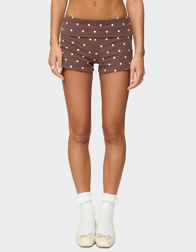 EDIKTED Chelsie Polka Dot Foldover Shorts image number 0