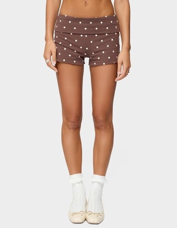 EDIKTED Chelsie Polka Dot Foldover Shorts Primary Image