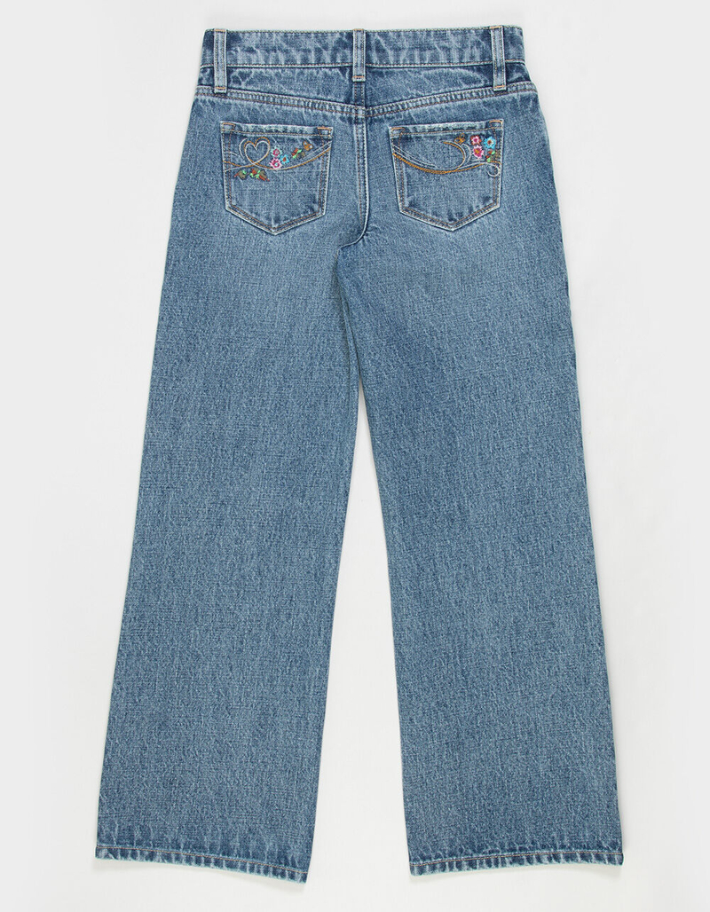 RSQ Girls Low Rise Embroidered Pocket Wide Leg Jeans image number 2