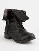 SODA Fold Down Faux Leather Black Womens Combat Boots image number 1