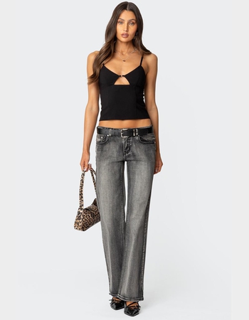 EDIKTED Boot Cut Washed Low Rise Jeans Alternative Image