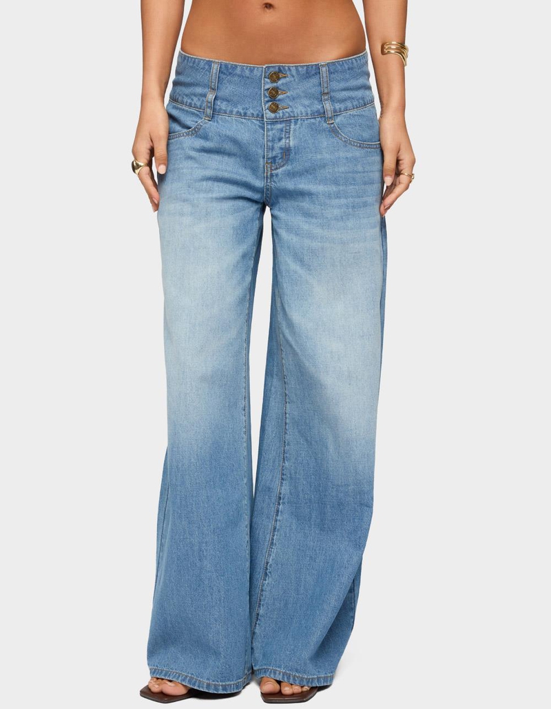 EDIKTED Wide Waistband Low Rise Baggy Jeans image number 0