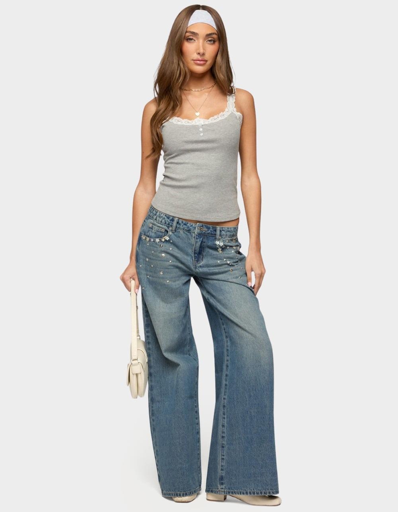 EDIKTED Mahlia Button Low Rise Baggy Jeans image number 4