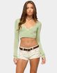EDIKTED Hyla Button Cropped Knit Wrap Top image number 1