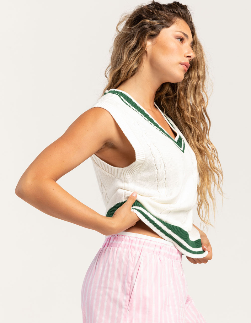 RSQ Womens Tipping Sweater Vest Cream Combo Tillys