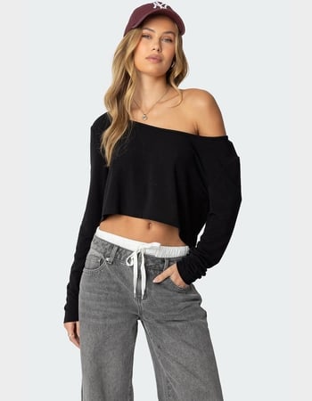 EDIKTED Cropped Off Shoulder Top Primary Image