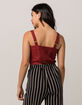SKY AND SPARROW Button Front Burgundy Womens Crop Cami image number 2