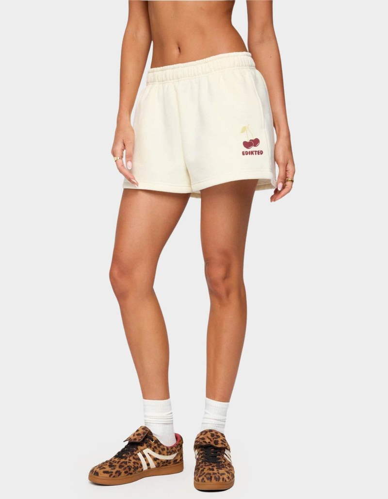 EDIKTED Cherry Babe Sweat Shorts image number 0