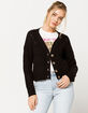 IVY & MAIN Button Front Pointelle Black Womens Cardigan image number 1