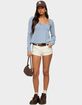 EDIKTED Sare Striped Babydoll Henley Top image number 5