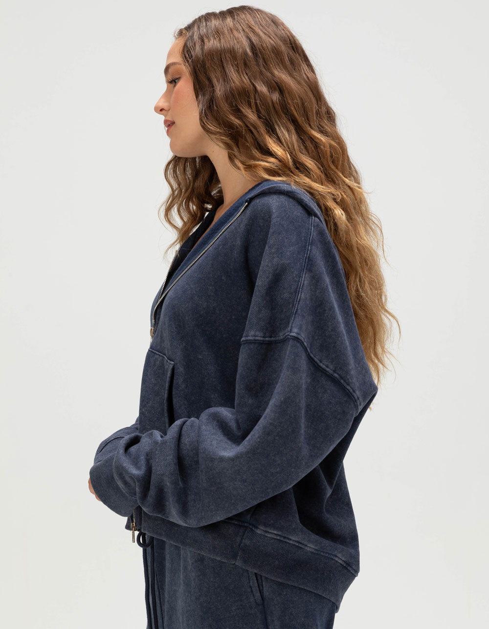 TILLYS Womens Oversized Zip-Up Hoodie - NAVY | Tillys