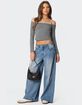 EDIKTED Off Shoulder Layered Long Sleeve Tee image number 5