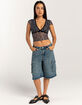 FULL TILT Printed Lace Womens V-Neck Top image number 2