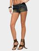 EDIKTED Tie Belt Stretchy Washed Denim Micro Shorts image number 2