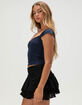 TILLYS Womens Cap Sleeve Cinch Front Tee image number 3