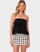 EDIKTED Linen Look Strapless Peplum Top image number 1