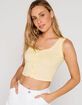 IVY & MAIN Pointelle Button Front Womens Yellow Tank image number 1