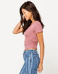 BOZZOLO Ribbed Lettuce Edge Mauve Womens Crop Tee image number 2