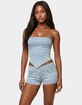 EDIKTED Zaida Asymmetric Denim Strapless Top image number 1