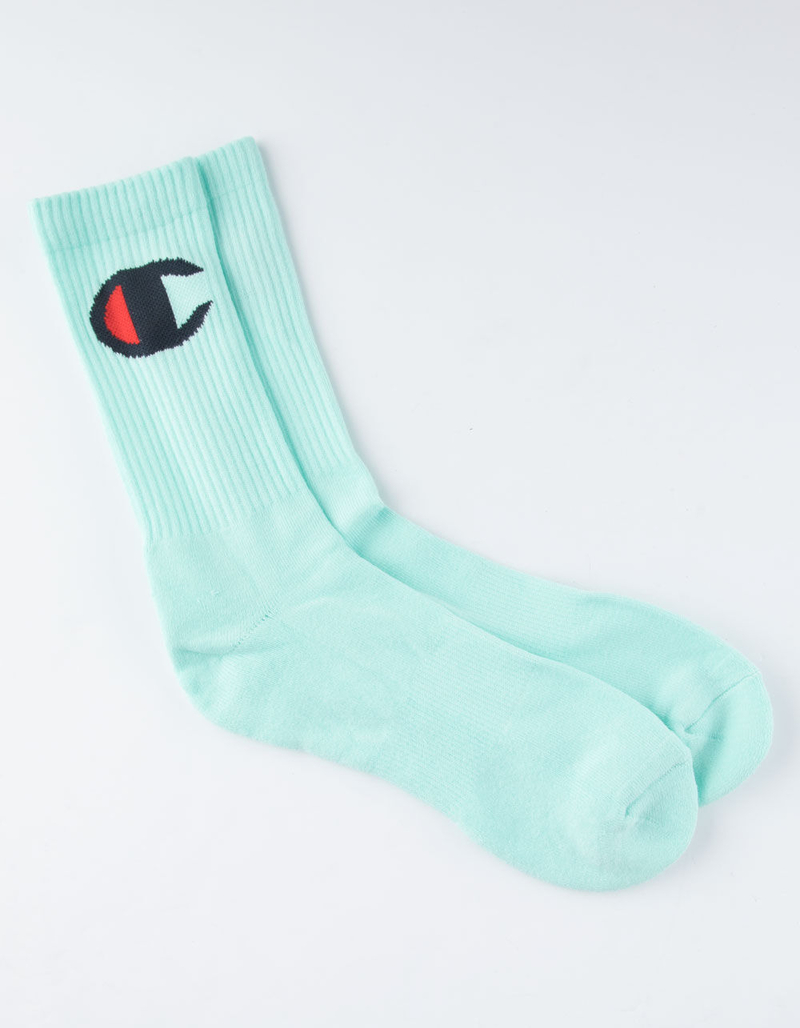CHAMPION Big C Teal Green Mens Crew Socks image number 0