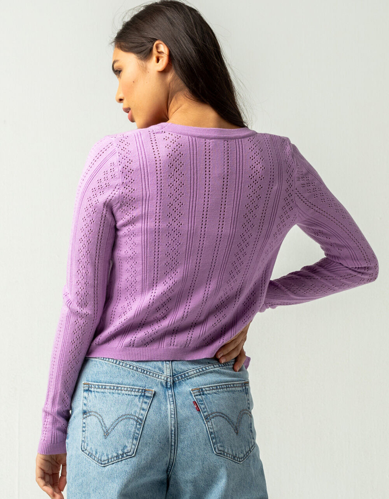 WEST OF MELROSE Get To The Pointelle Knit Womens Cardigan image number 2