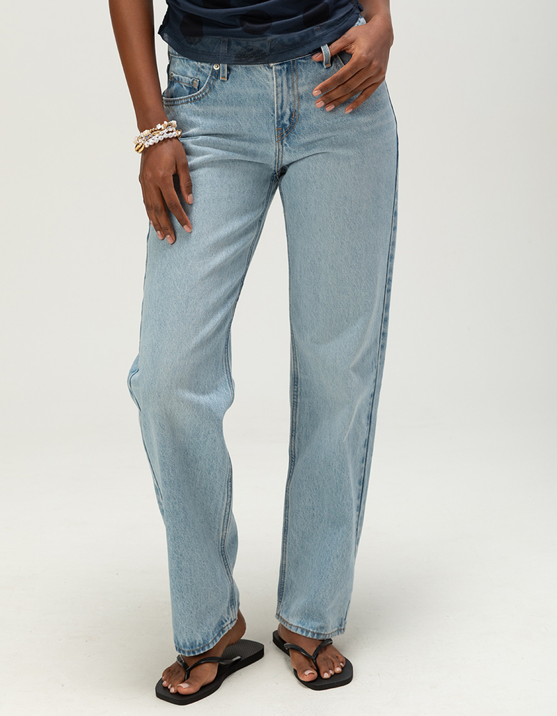 LEVI'S Premium Low Womens Straight Jeans - Blasted Stone Clean image number 1