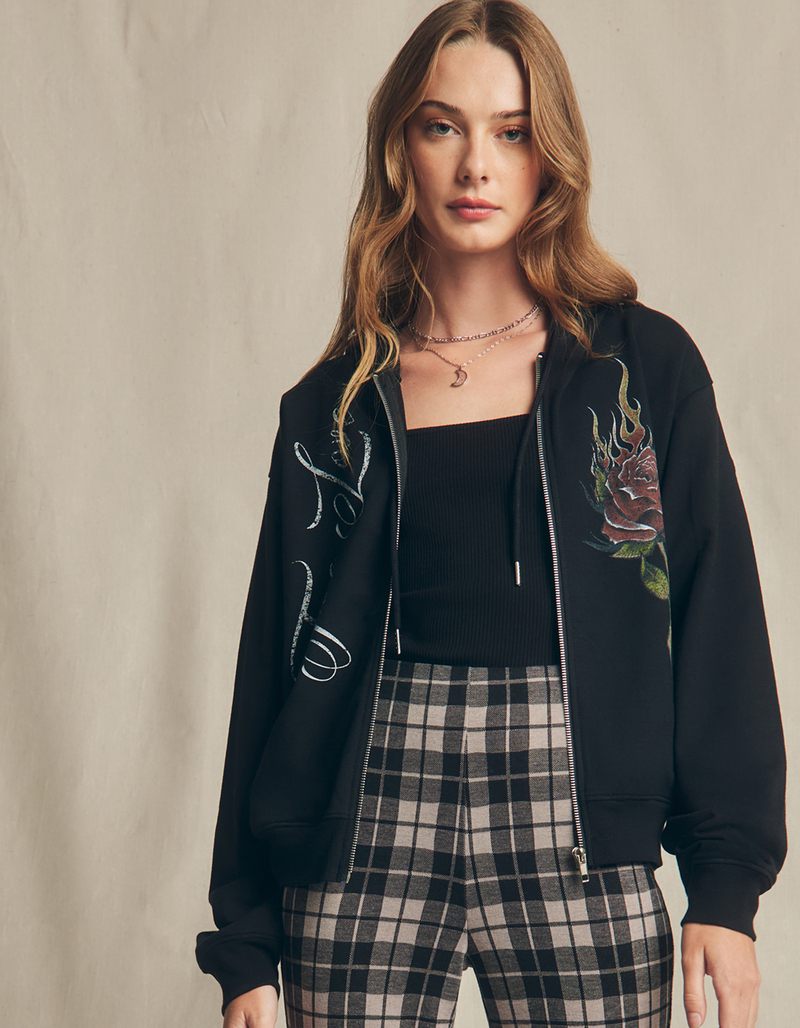 FULL TILT True Love Womens Zip-Up Crop Hoodie image number 0