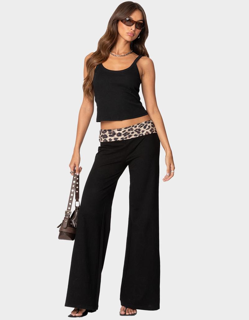 EDIKTED Leopard Fold Over Pants image number 1