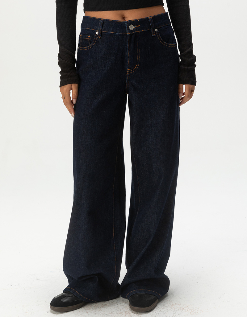 RSQ Womens Mid Rise Wide Leg Jeans - RINSE