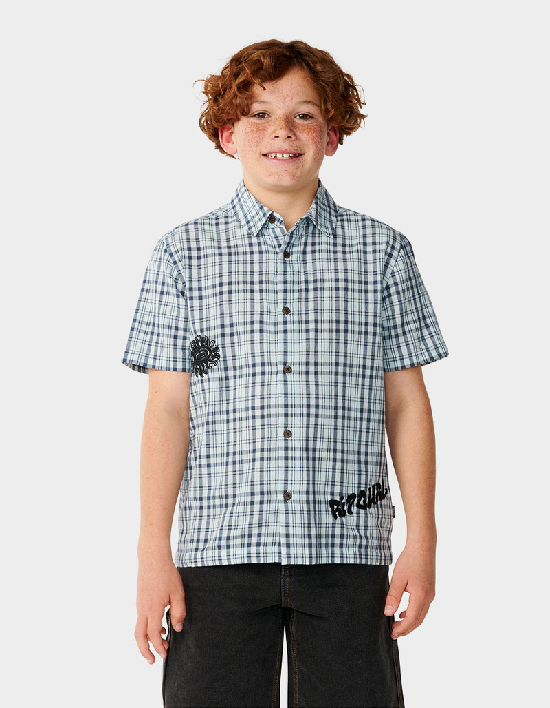 RIP CURL Surf Shack Plaid Boys Short Sleeve Shirt image number 0