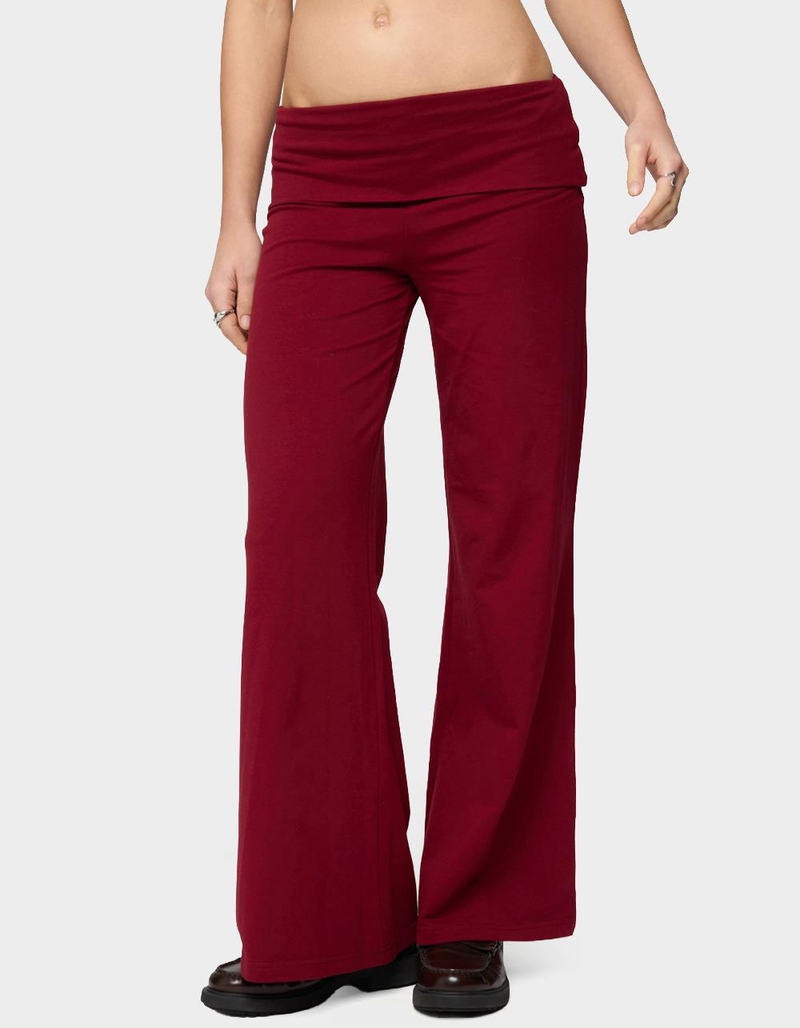 EDIKTED Petite Wide Leg Fold Over Pants image number 0