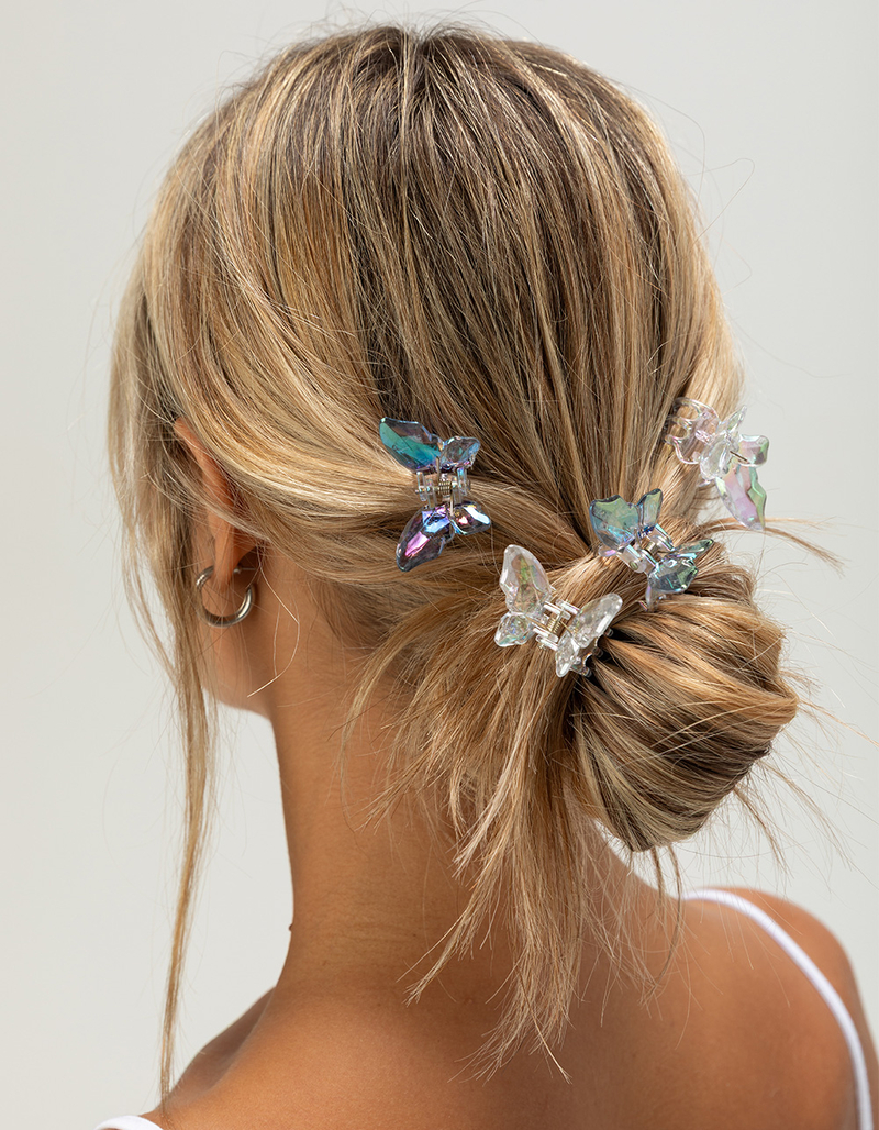 FULL TILT 6 Pack Iridescent Butterfly Hair Clips image number 3
