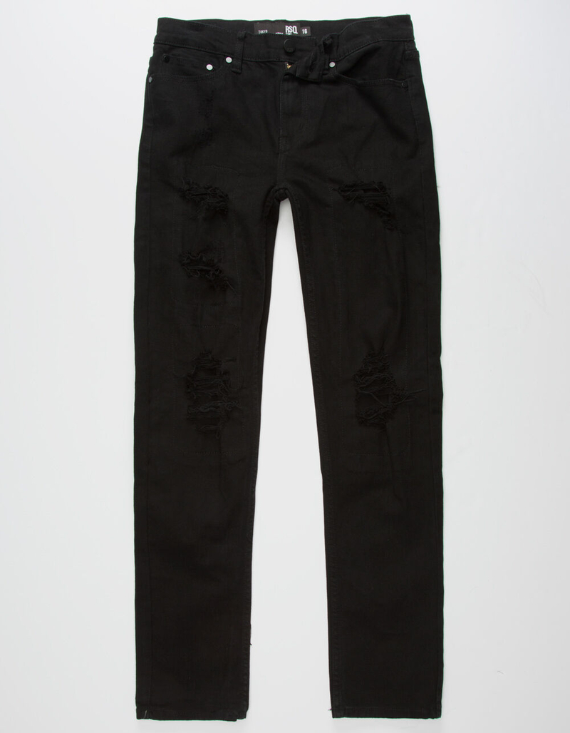 RSQ Boys Super Skinny Stretch Ripped Black Jeans image number 4