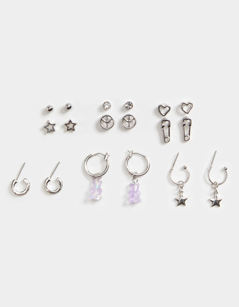 FULL TILT 9 Pack Gummy Star & Heart Earring Set image number 0